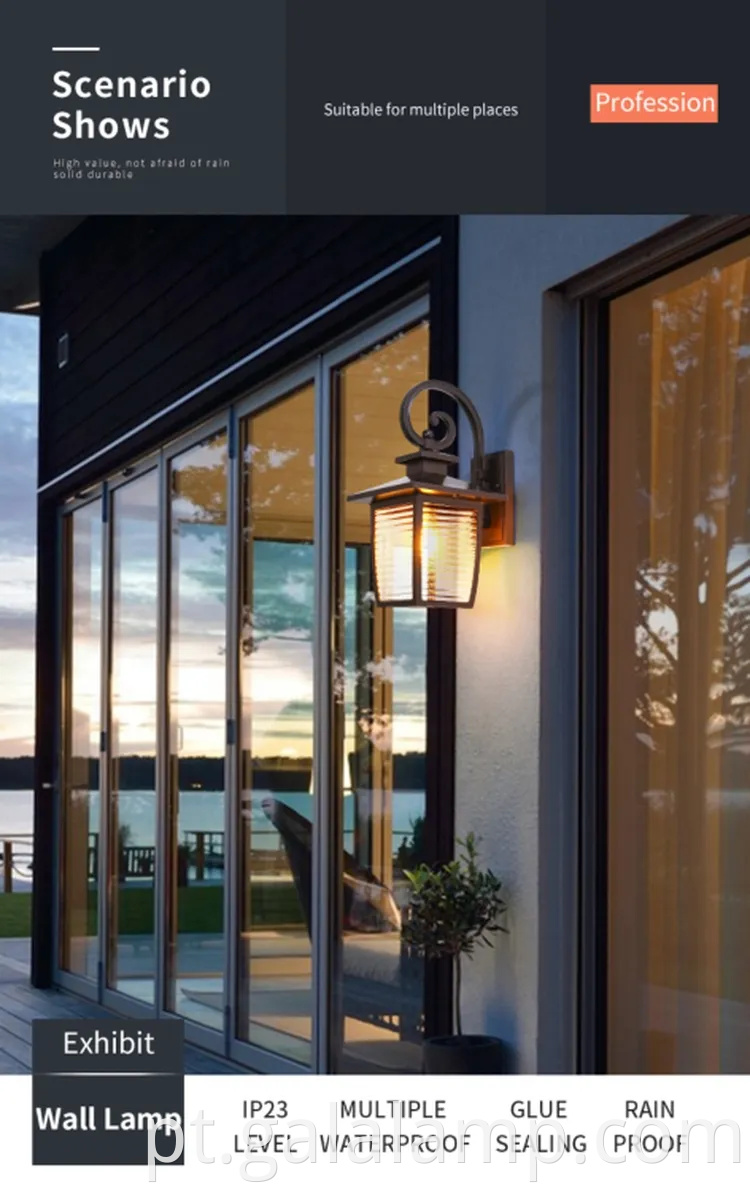 Iluminação de parede impermeável elegante para hotéis e vilas de luxo